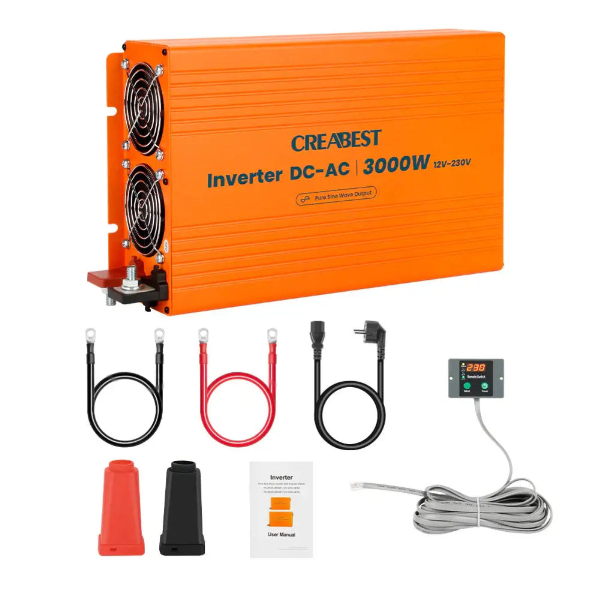 Creabest Wechselrichter 3000W 12V 230V Lieferumfang komplett Österreich Versand